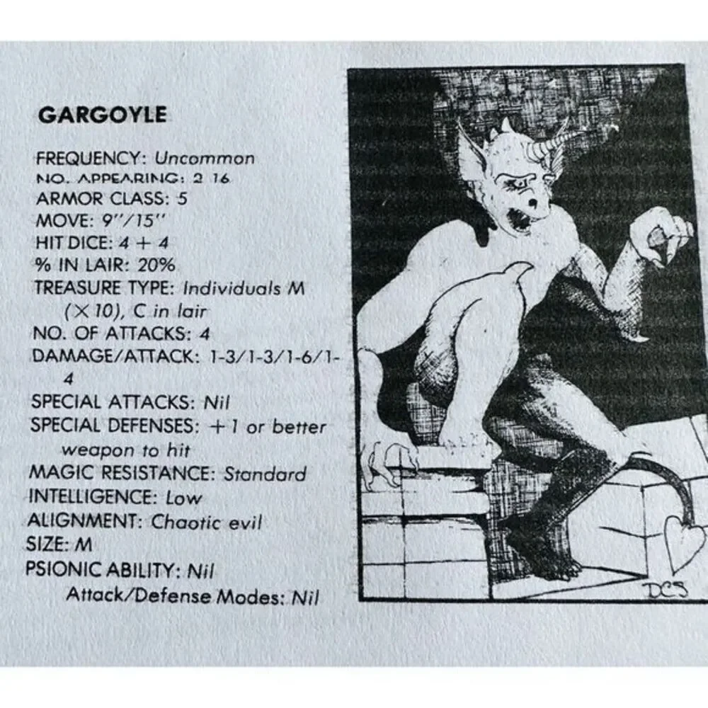 Gargoyle Armor Class 5 Miniature Fantasy AD&D Hand Painted‎ 1Stamped 1978 1352B